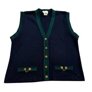 Vintage Cricket Lane Cardigan‎ Sweater Vest Women’s Large Petite Chain Trim